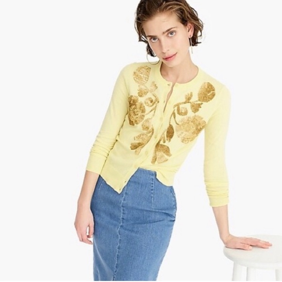 J. Crew Floral Sequin Jackie Cardigan - Picture 5 of 6